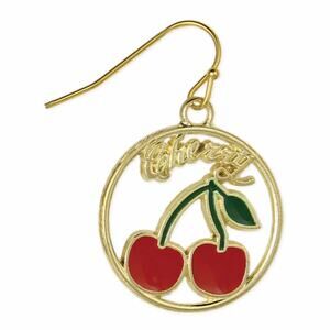 Foodie Fashion Cherry Enamel Gold Earrings